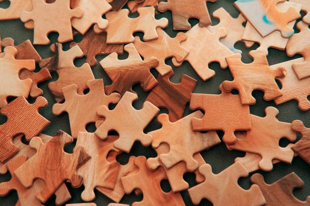 Wood puzzle pieces